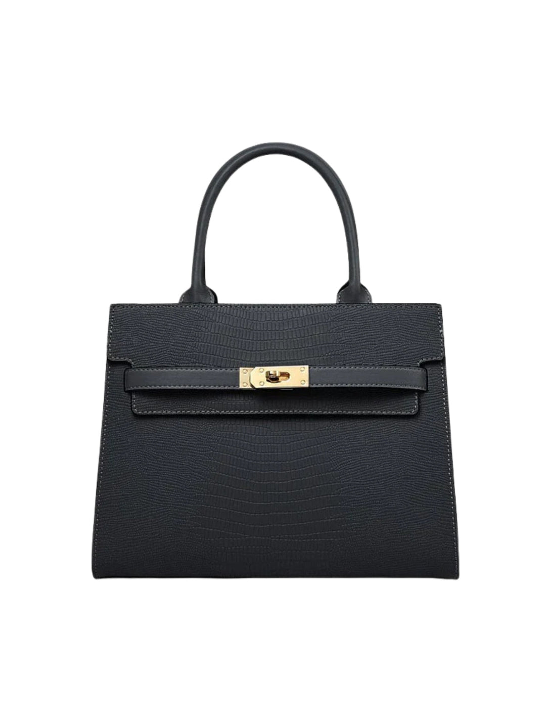 Werkmeister Structured Leather Handbag | Gold Turn-Lock Closure