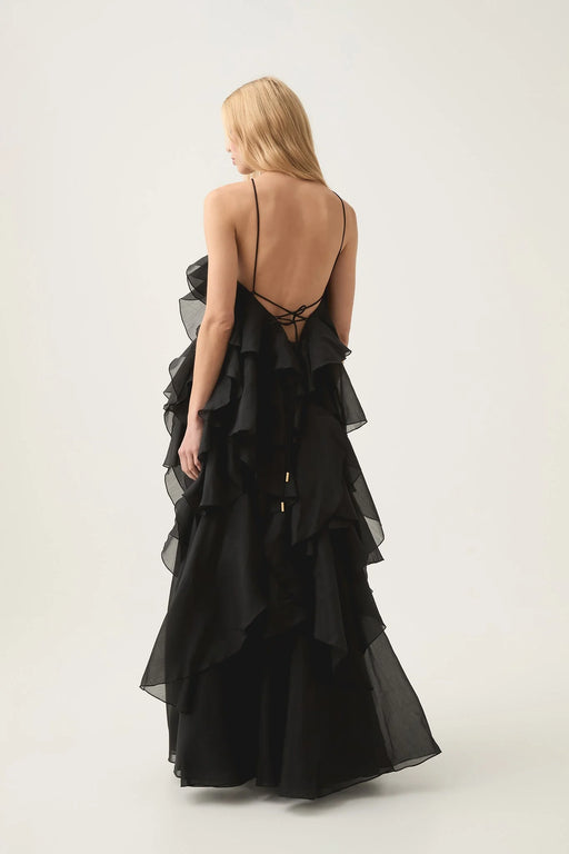 Glanzstück Livora Ruffled Maxi Dress | Halterneck | Layered Chiffon