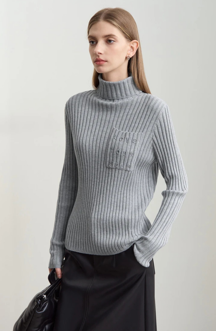 Rippstrick Rollkragenpullover | Weicher Cashmere-Mix | Taillierte Silhouette