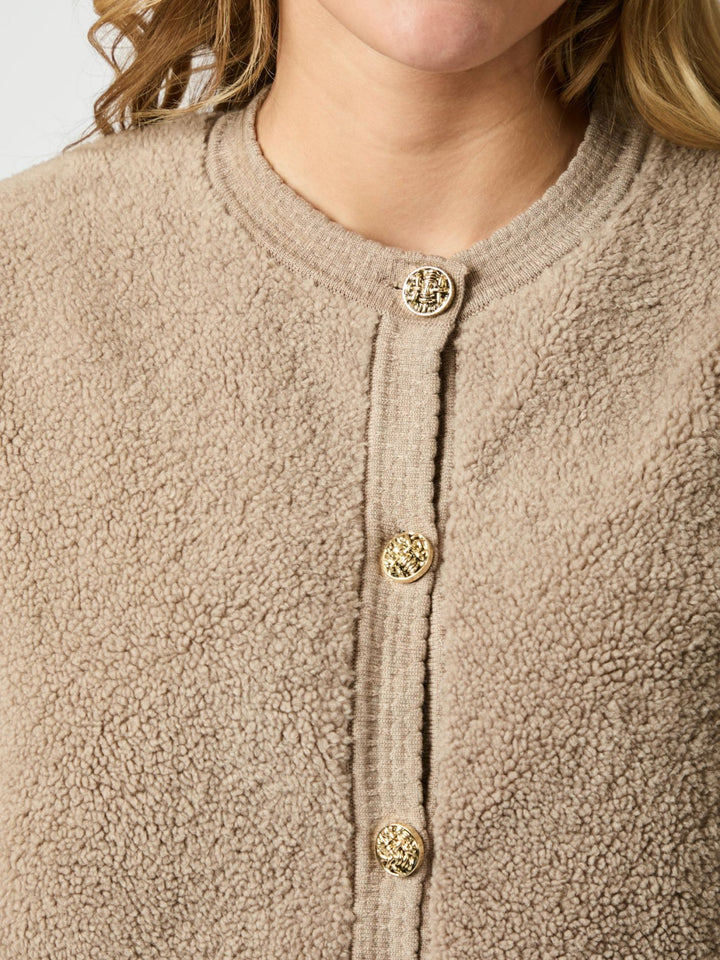 Teddy Cardigan | Faux Shearling Textur | Knopf vorne