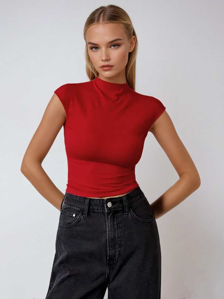 Hochkragen Ärmelloses Top | Slim Fit Cropped Cut