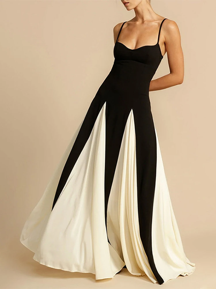 Glanzstück Angélique Maxi Dress | Two-Tone Fit and Flare, Spaghetti Straps