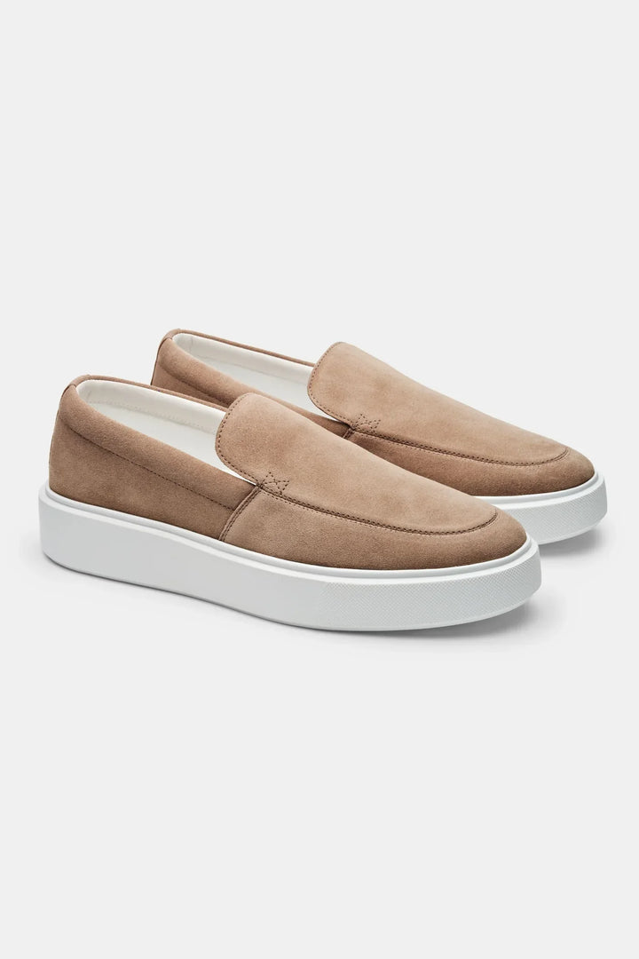 Suede Loafers | Beige Platform Slip-On Schuhe