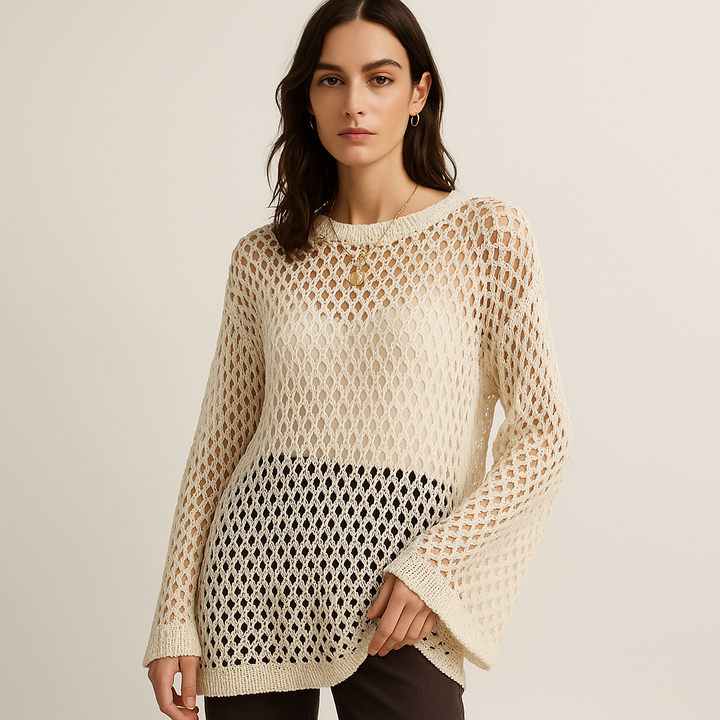 Open-Knit Sweater | Häkelstruktur | Leichter Sommer-Layer
