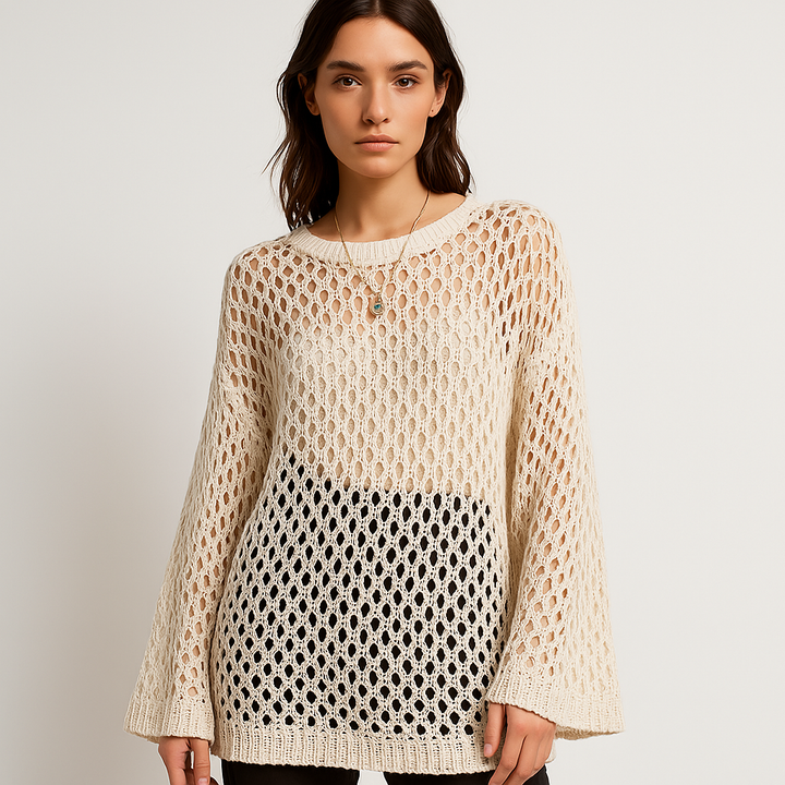 Open-Knit Sweater | Häkelstruktur | Leichter Sommer-Layer