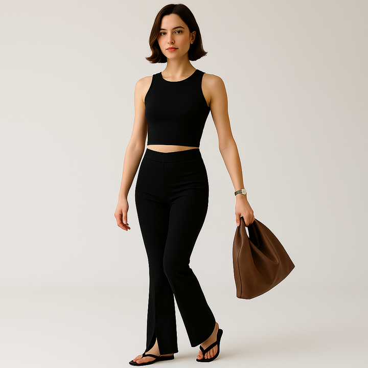 Slim Fit Split-Hem Hose | Figurformende Silhouette | Modern Minimalistisch