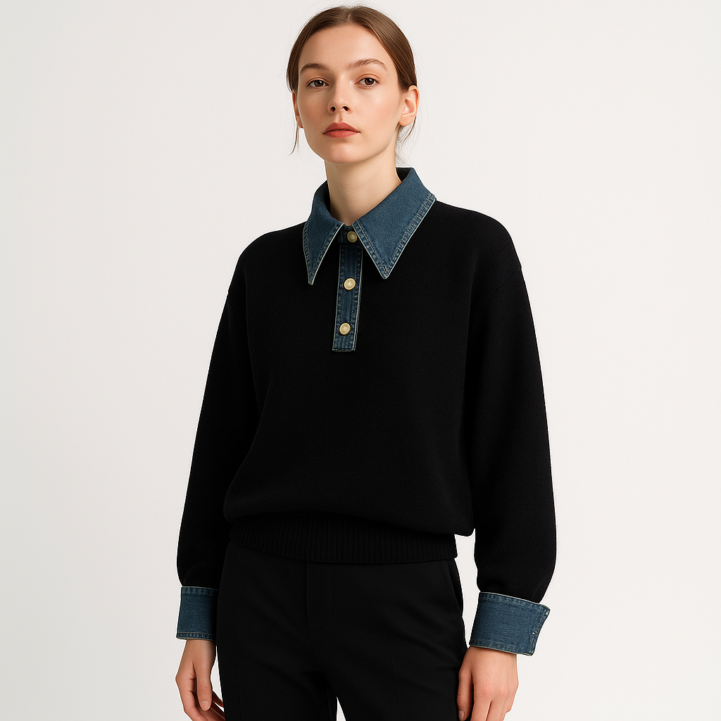 Knit Denim Contrast | Baumwollmischung | Modernes Streetwear