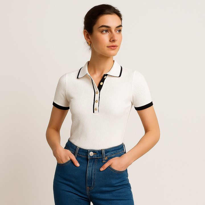 Knit Polo Top | Kontrastbesatz