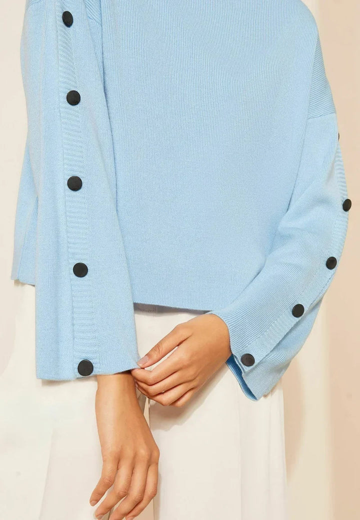 Turtleneck Sweater | Button Ärmel | Relaxed Fit | Modernes Strickdesign