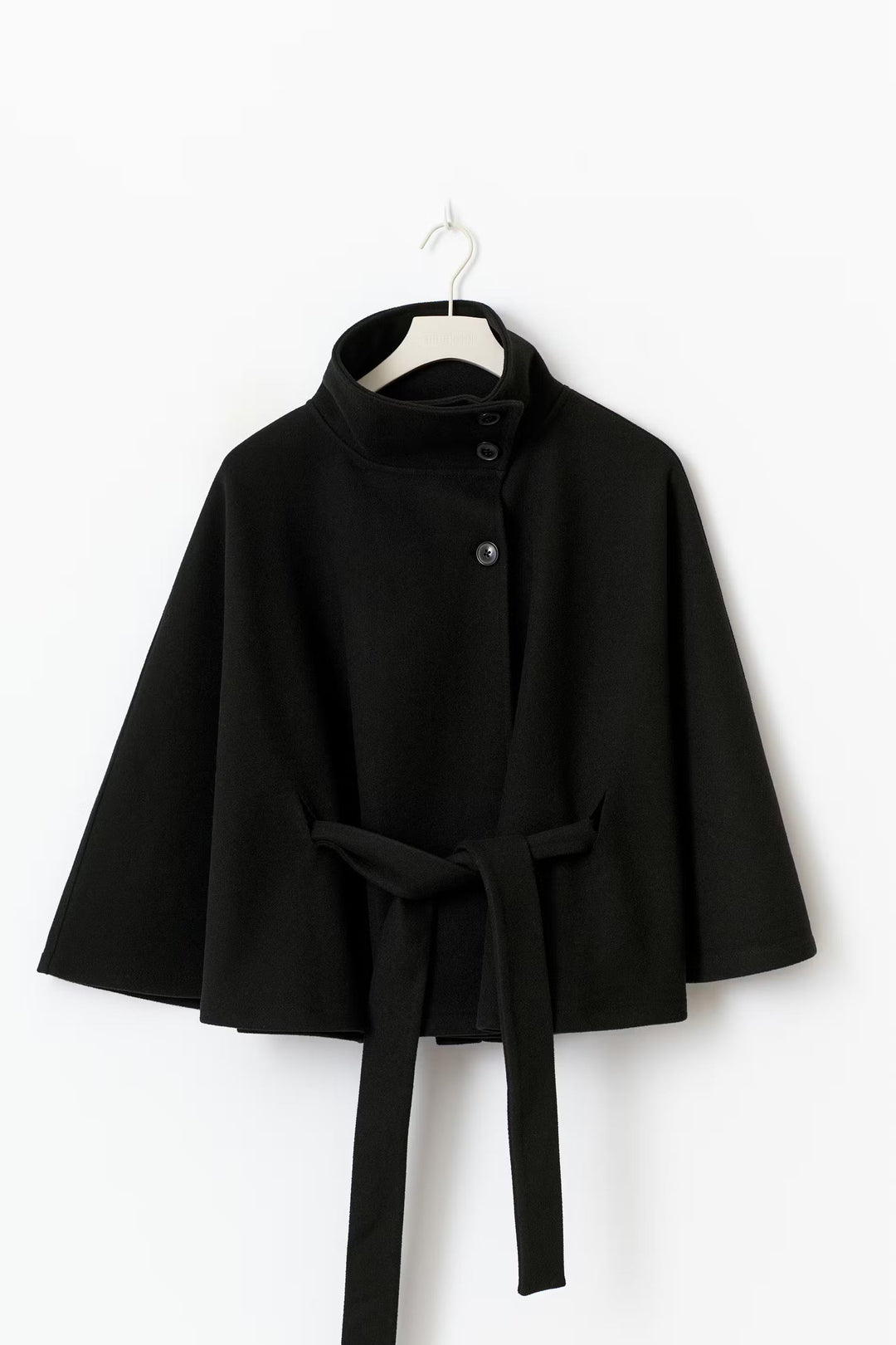 Cape Jacke mit Gürtel | Stehkragen | Herbst Winter Lagenlook