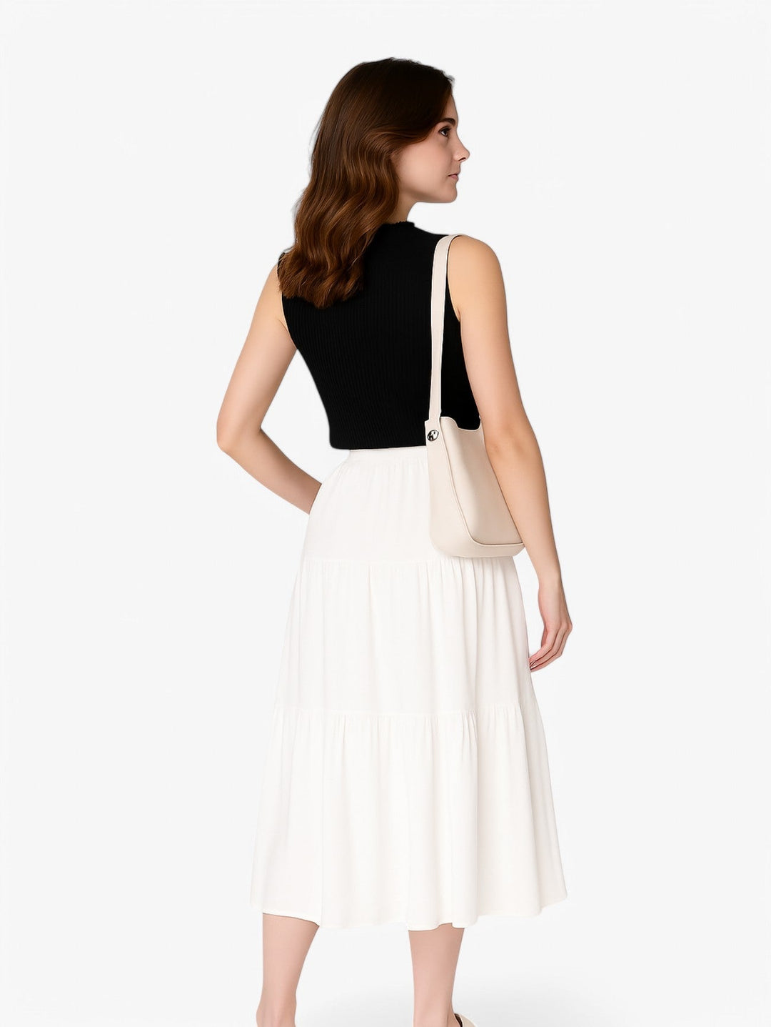 Tiered Midi Skirt | High Waist | Summer A-line Silhouette