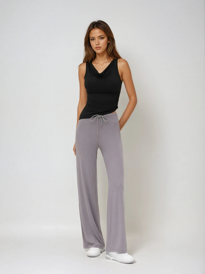 Drapiertes Cowl Neck Ärmelloses Top | Leichtes Strickmaterial