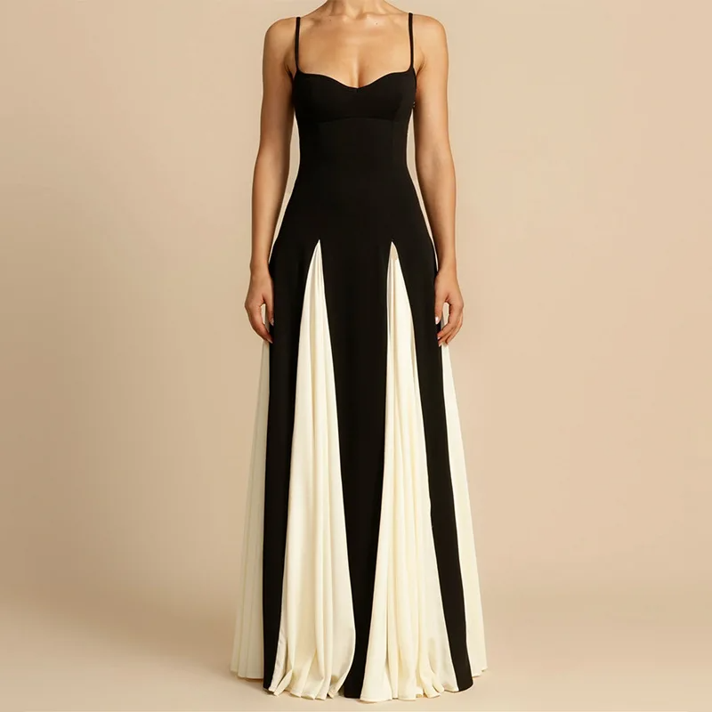 Glanzstück Angélique Maxi Dress | Two-Tone Fit and Flare, Spaghetti Straps