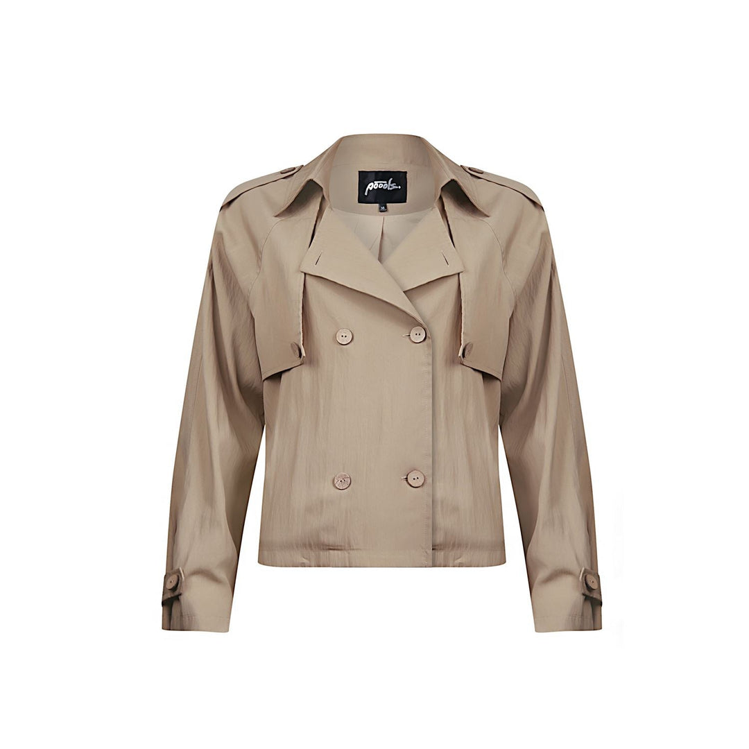 Cropped Jacke | Doppelreihig | Leichter Tencel-Mix | Epauletten-Detail