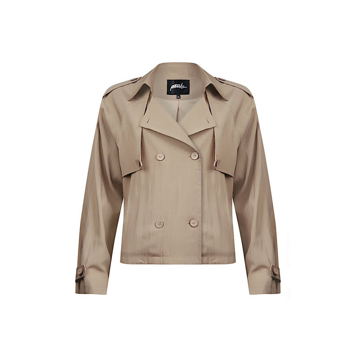 Cropped Jacke | Doppelreihig | Leichter Tencel-Mix | Epauletten-Detail