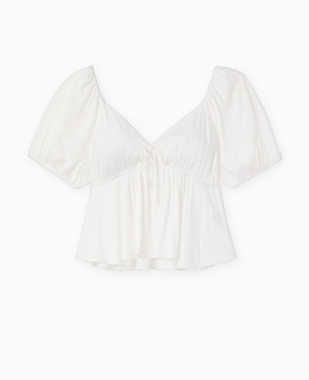 Peplum Bluse | Puffärmel | V-Ausschnitt | Leichtes Sommeroberteil