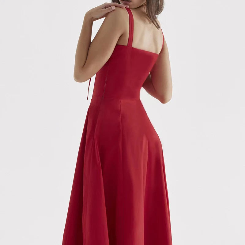 Kleid Lichtglanz Floral Corset Midi | Sweetheart Ausschnitt, Schlitzrock, Spaghetti-Träger