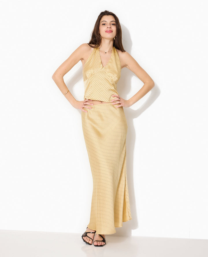 Gold Sequin Maxi Rock | Hochschlitz Abend Silhouette