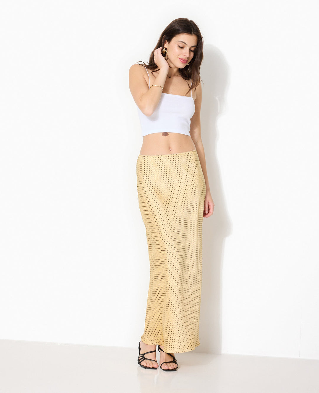 Gold Sequin Maxi Rock | Hochschlitz Abend Silhouette