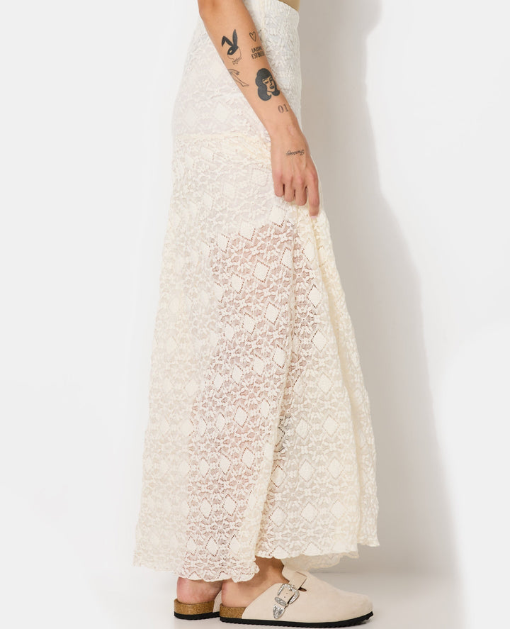 Spitzen Maxi Rock | Sheer Overlay und gerader Schnitt