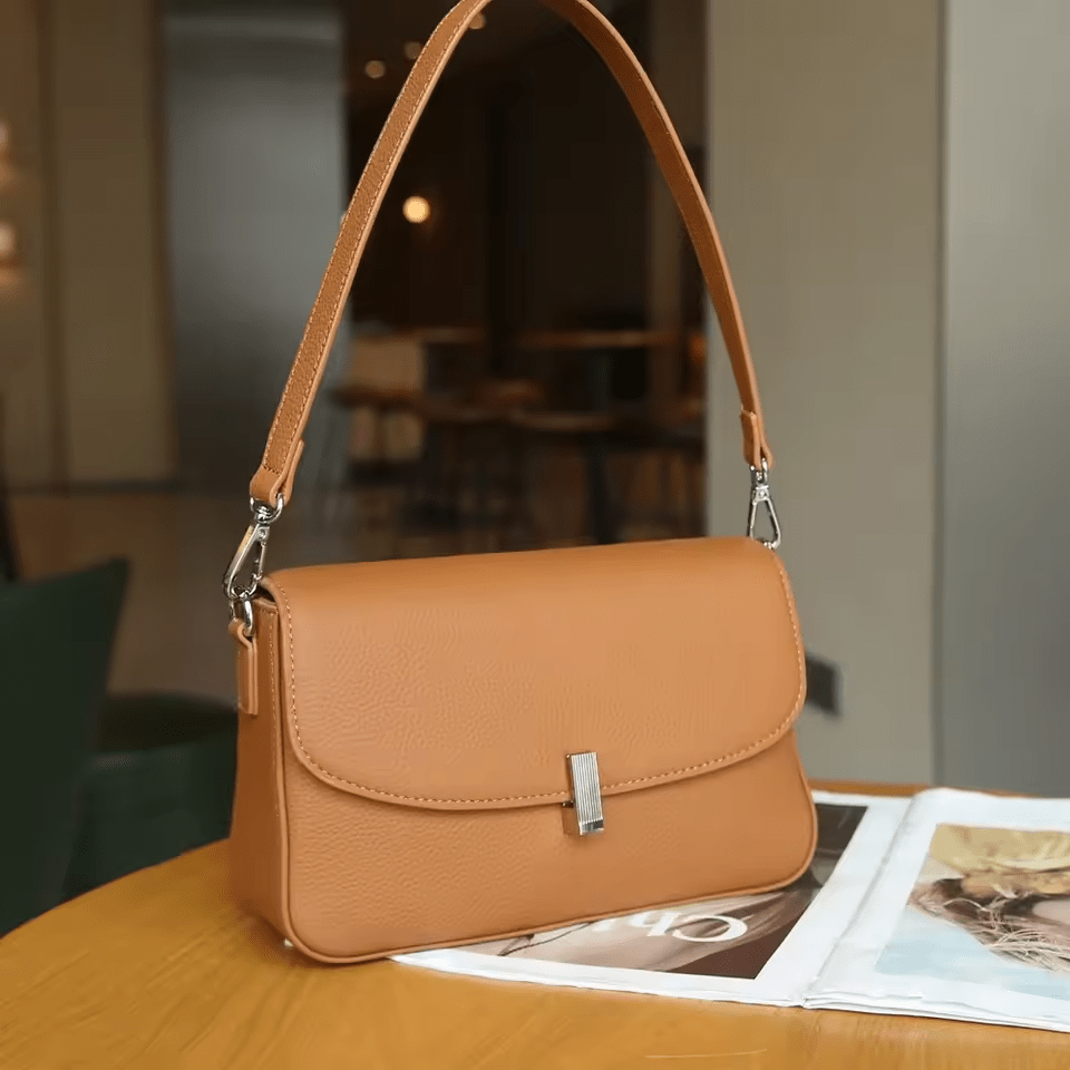 Werkmeister Leder Schultertasche | Klein, Quadratisch, Unterarm, Rindsleder, Reißverschluss