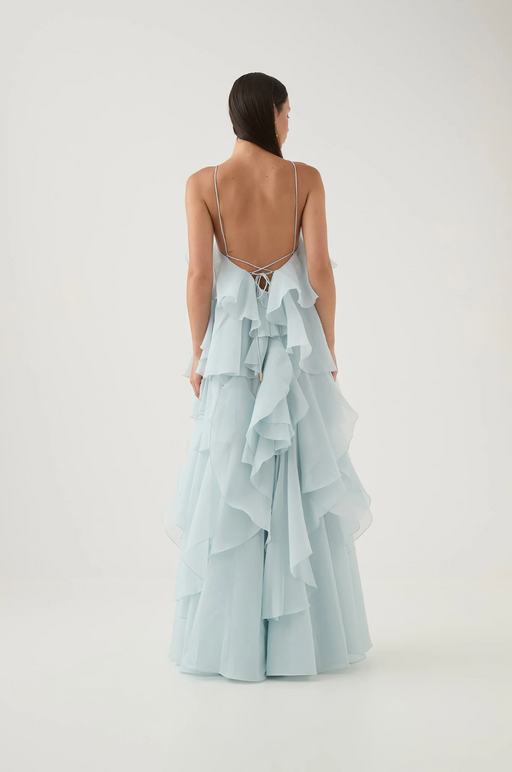 Glanzstück Livora Ruffled Maxi Dress | Halterneck | Layered Chiffon
