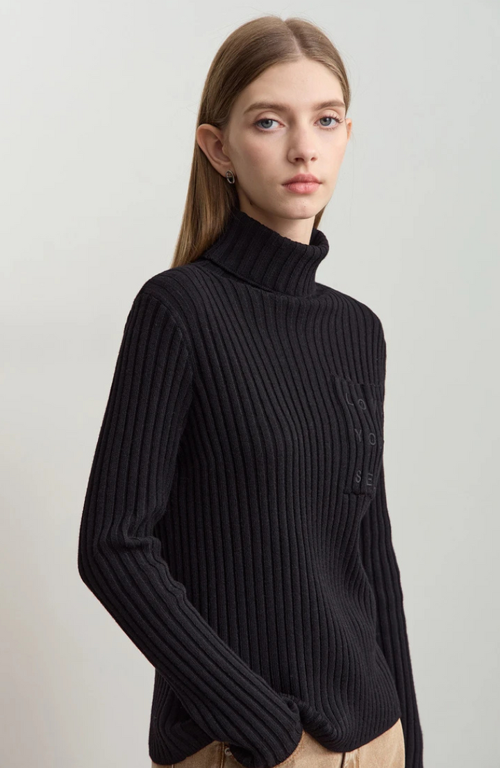 Rippstrick Rollkragenpullover | Weicher Cashmere-Mix | Taillierte Silhouette