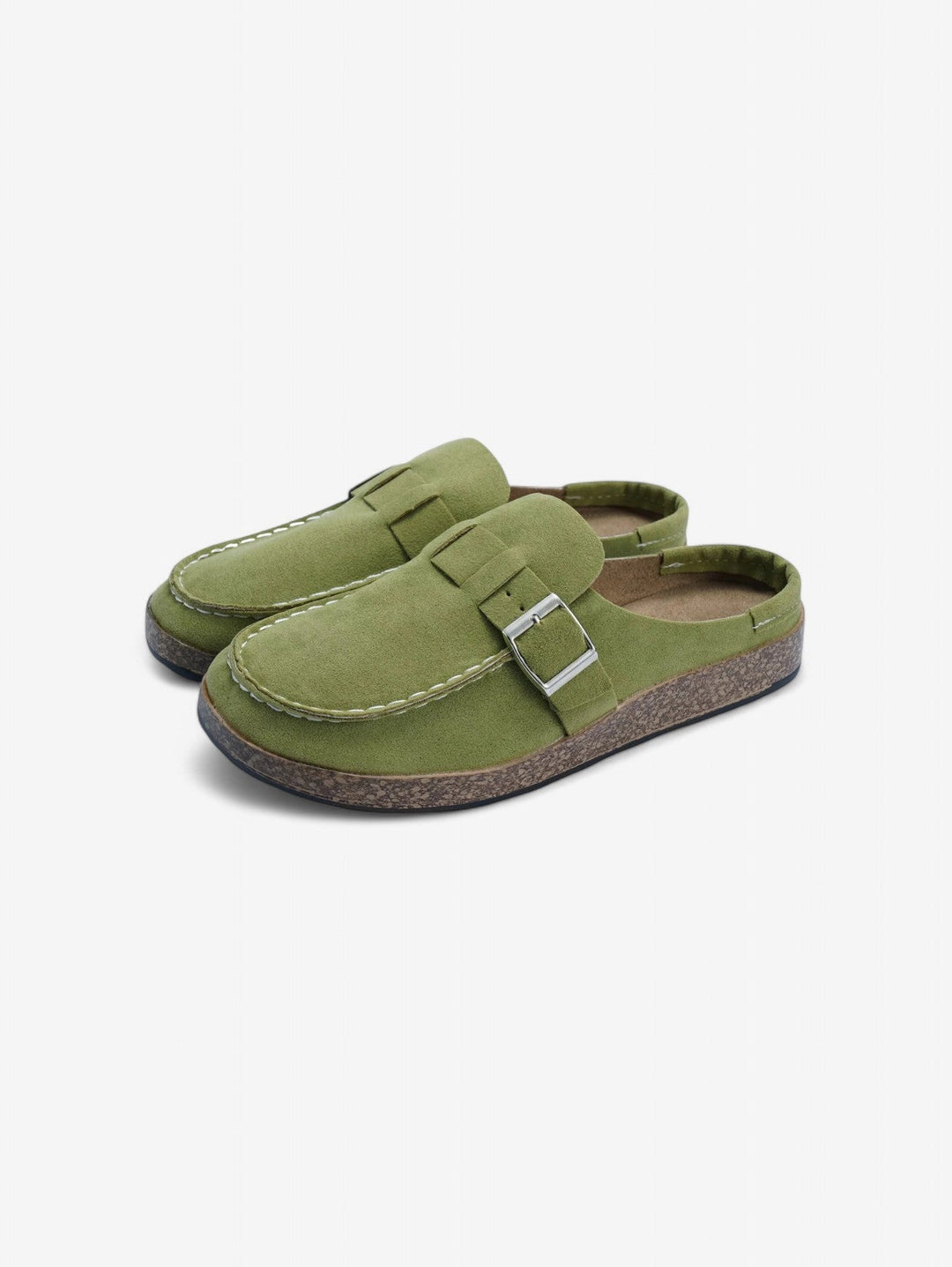 Jada Slip-On Mules | Faux Suede Clogs mit Schnallen-Detail