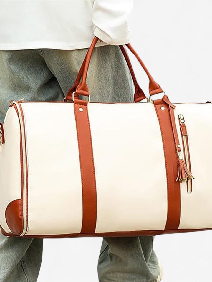 Weitblick Weekender Duffel Bag | Creme und Tan Reisetasche