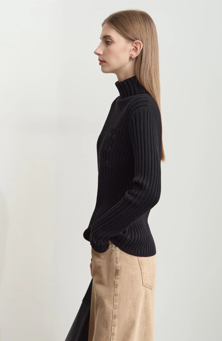 Rippstrick Rollkragenpullover | Weicher Cashmere-Mix | Taillierte Silhouette