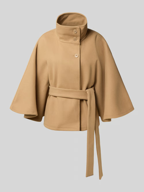 Cape Jacke mit Gürtel | Stehkragen | Herbst Winter Lagenlook