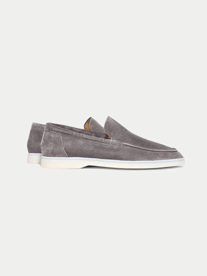 Grundlinie Suede Loafers | Grau Slip-On Sommerschuhe