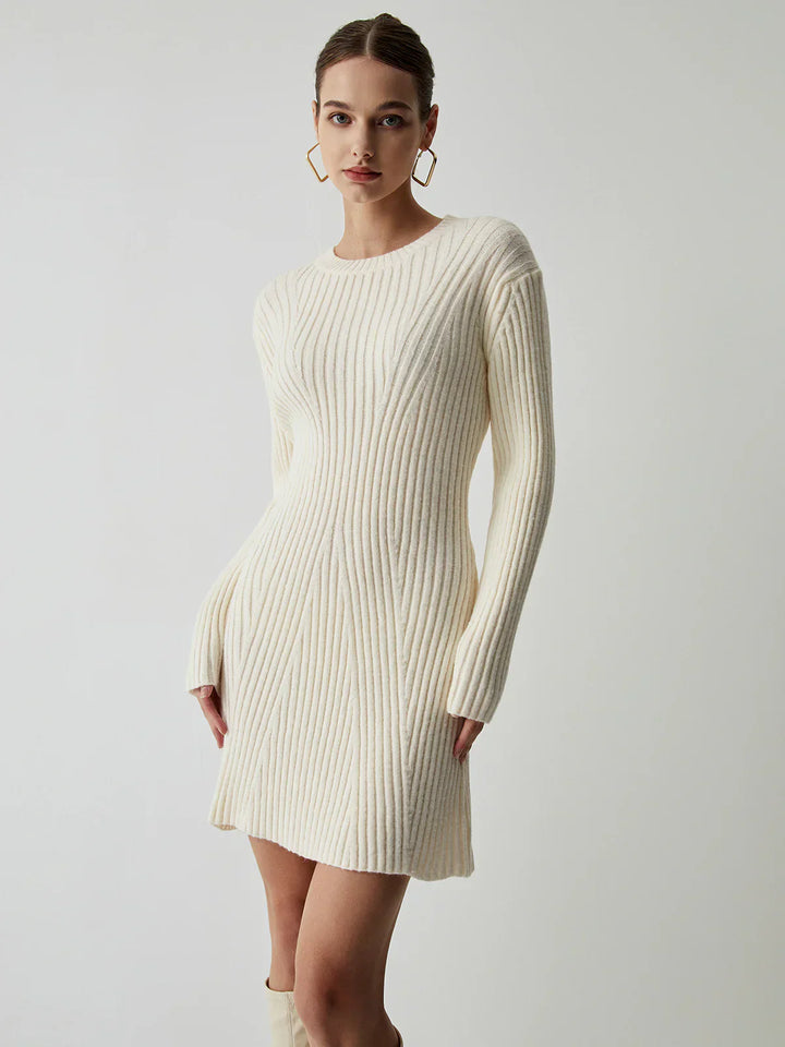 Ribbed Knit Sweater Dress | Langarm | Slim Fit Mini