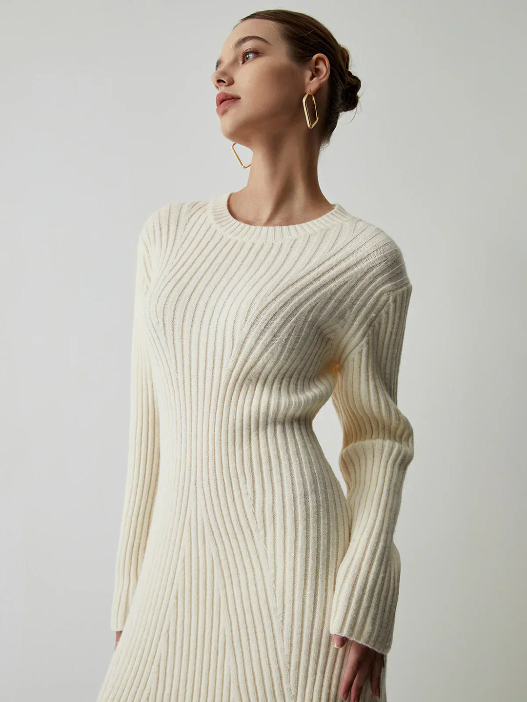 Ribbed Knit Sweater Dress | Langarm | Slim Fit Mini