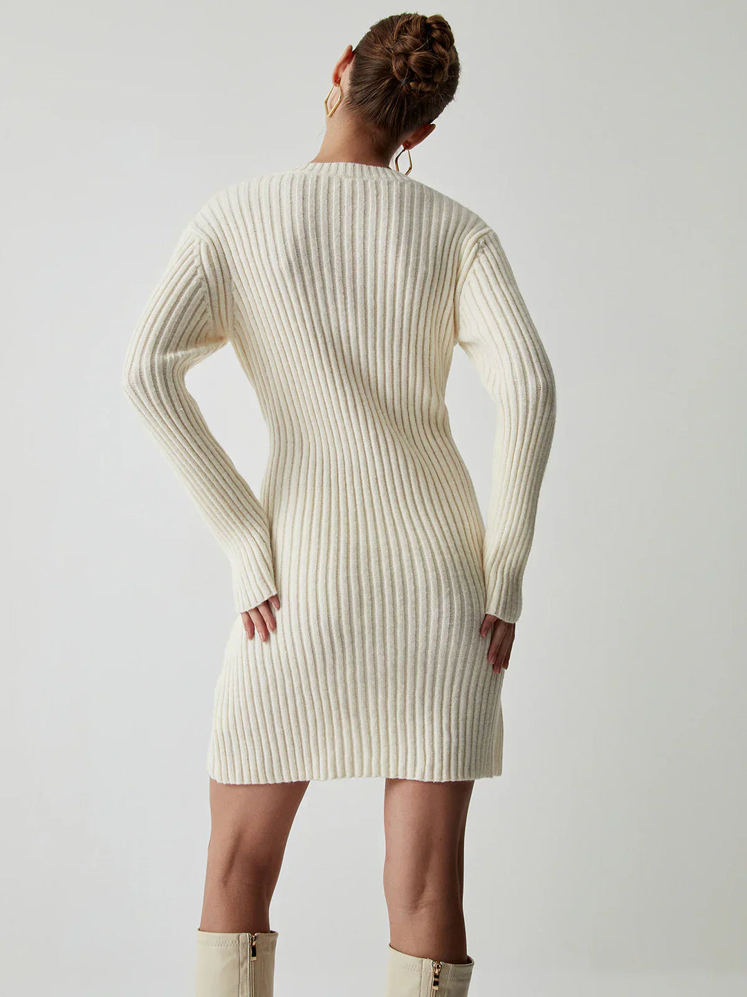 Ribbed Knit Sweater Dress | Langarm | Slim Fit Mini