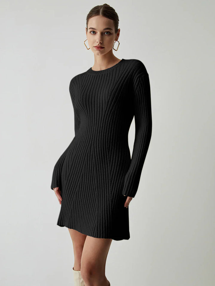 Ribbed Knit Sweater Dress | Langarm | Slim Fit Mini