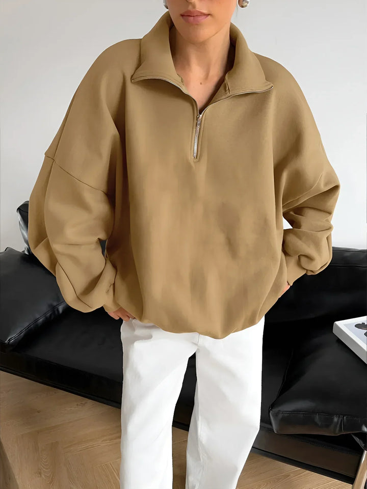 Grundlinie Lapel Zipper Pullover Sweatshirt | Relaxed Fit | Herbst Winter