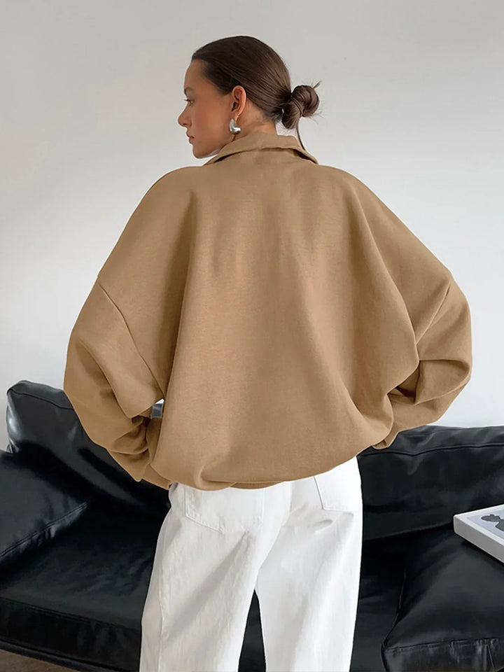 Grundlinie Lapel Zipper Pullover Sweatshirt | Relaxed Fit | Herbst Winter