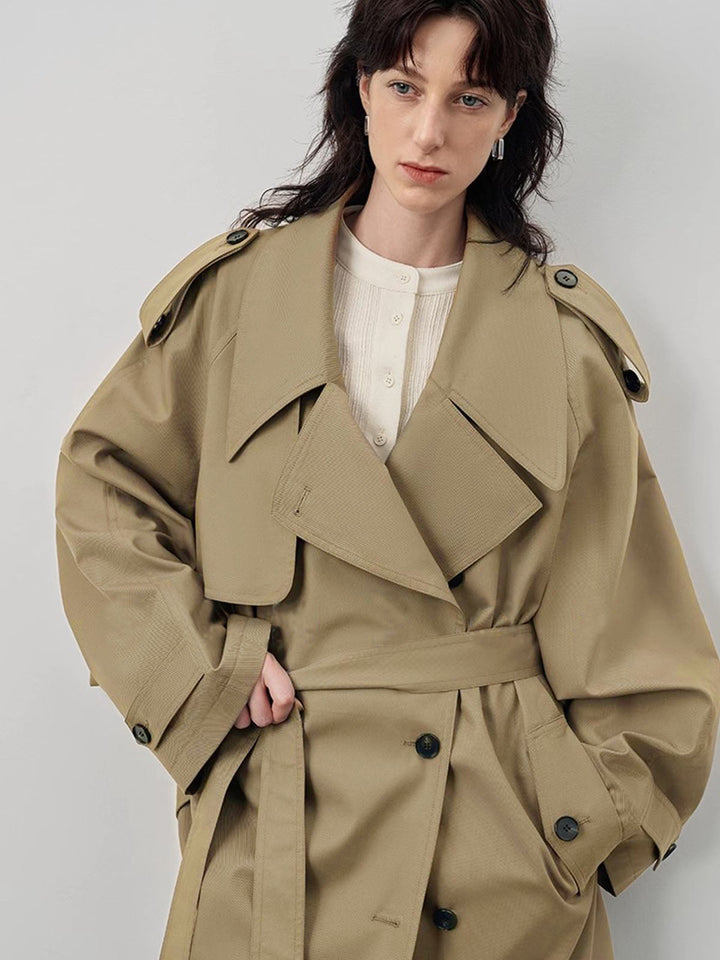 Oversized Trenchcoat | Beige | Relaxed Fit | Gürtelt