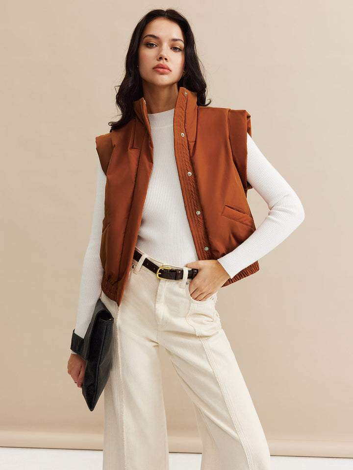 Steppweste | Ärmellos | Stehkragen | Relaxed Fit