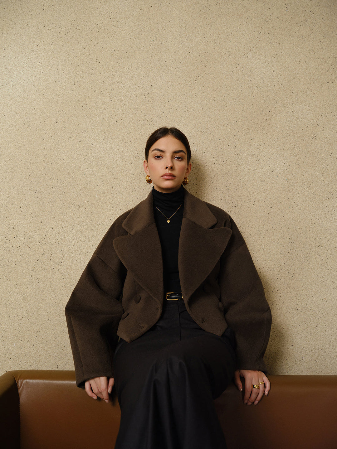 Werkmeister Wollmix Cropped Coat | Oversized Lapel | Skulptierte Silhouette