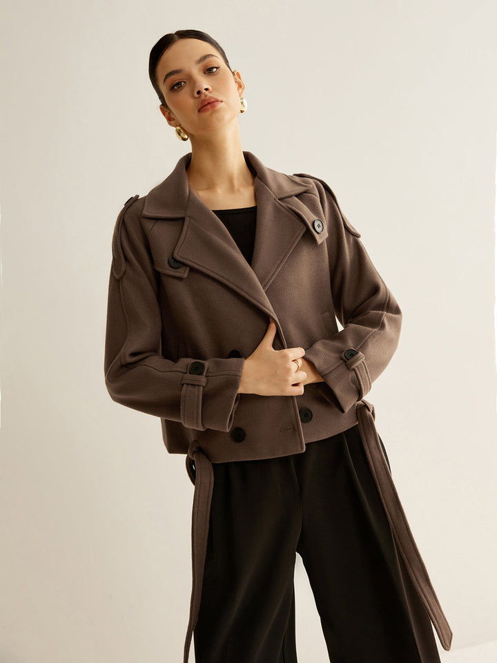 Doppelreihiger Kurzmantel | Strukturierte Silhouette | Eleganter Winterstil