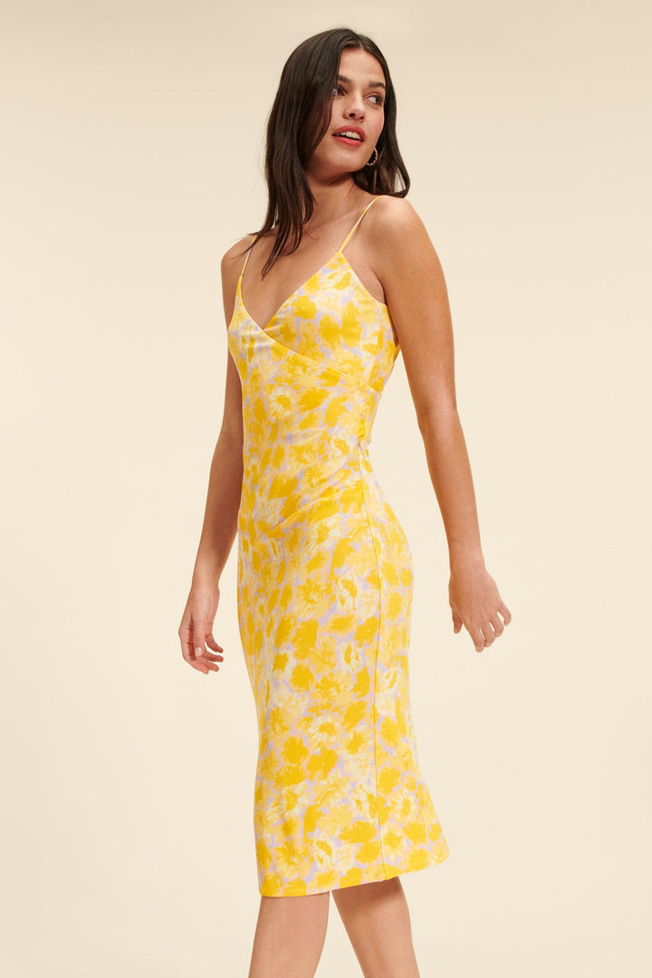 Blumen Midi Kleid | V-Ausschnitt | Leichte Viskose