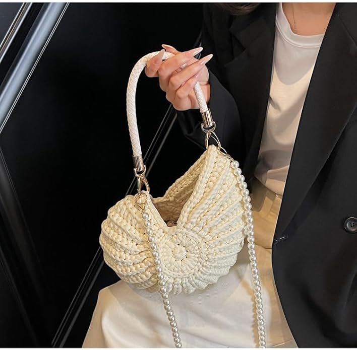 Werkmeister Crochet Shell Bag | Handcrafted Pearl Detail