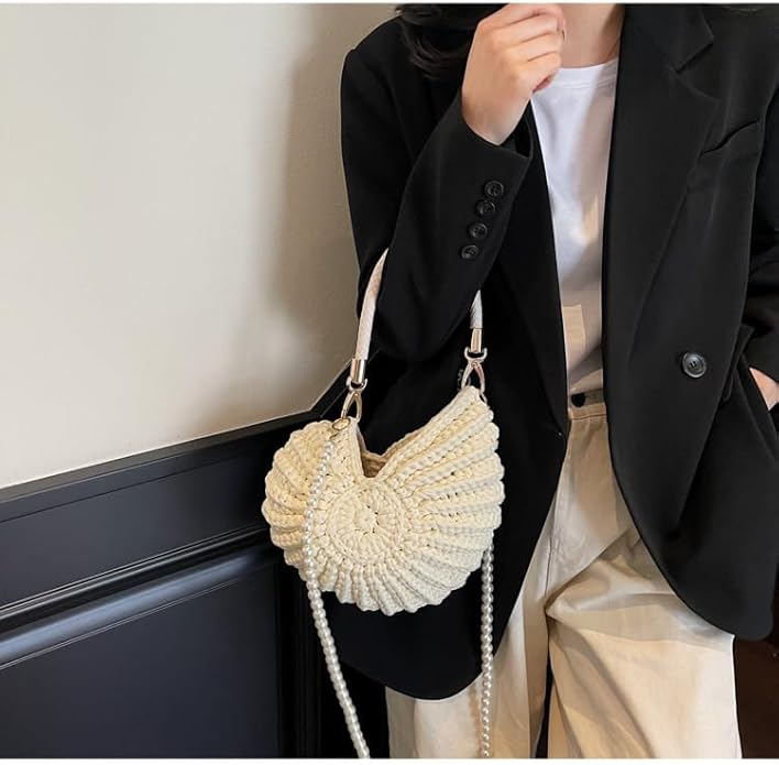 Werkmeister Crochet Shell Bag | Handcrafted Pearl Detail
