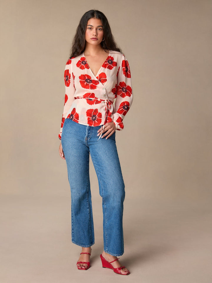 Lichtglanz Floral Wrap Blouse | Chiffon V-Neck