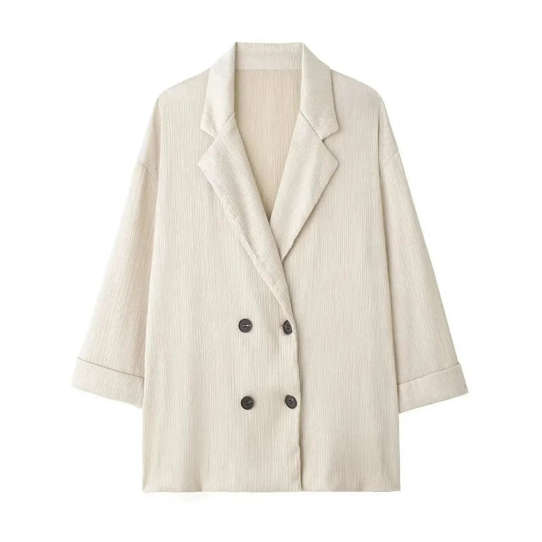 Doppelreihiger Blazer & Weite Bein Hosen Set | Oversized Fit