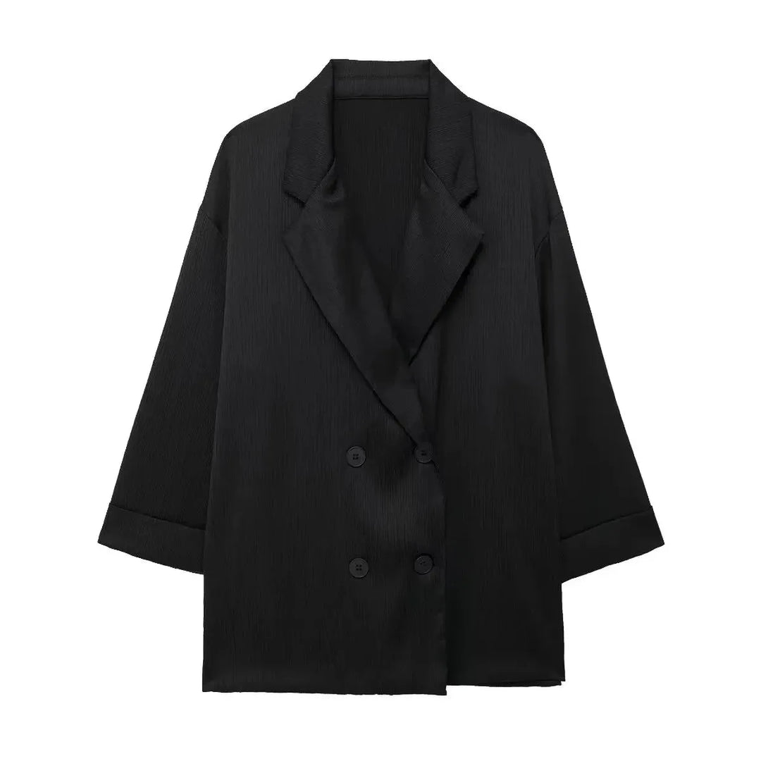 Doppelreihiger Blazer & Weite Bein Hosen Set | Oversized Fit