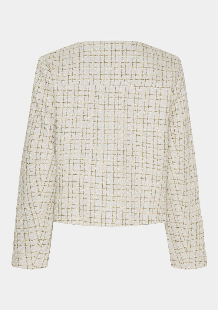 Tweed Jacke | Beige | Gold Knopf Detail | Refinierte Textur