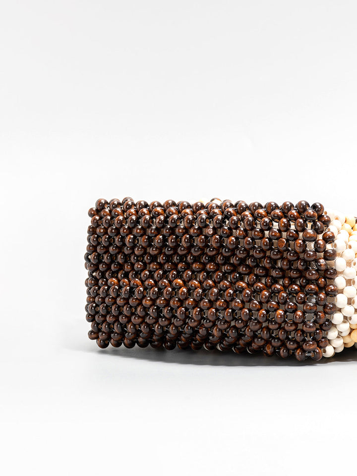 Handgefertigte Streifen Perlen Tasche | Strukturierter Griff